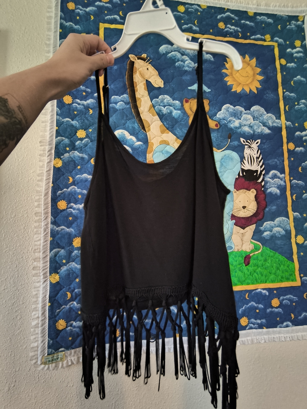 Black Fringe Tank Top